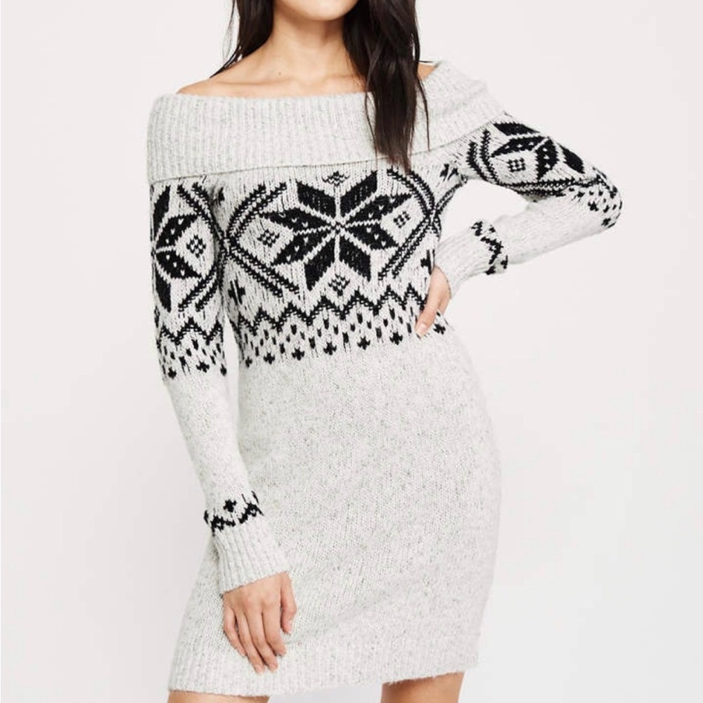 Off-Shoulder Knit Sweater Dress